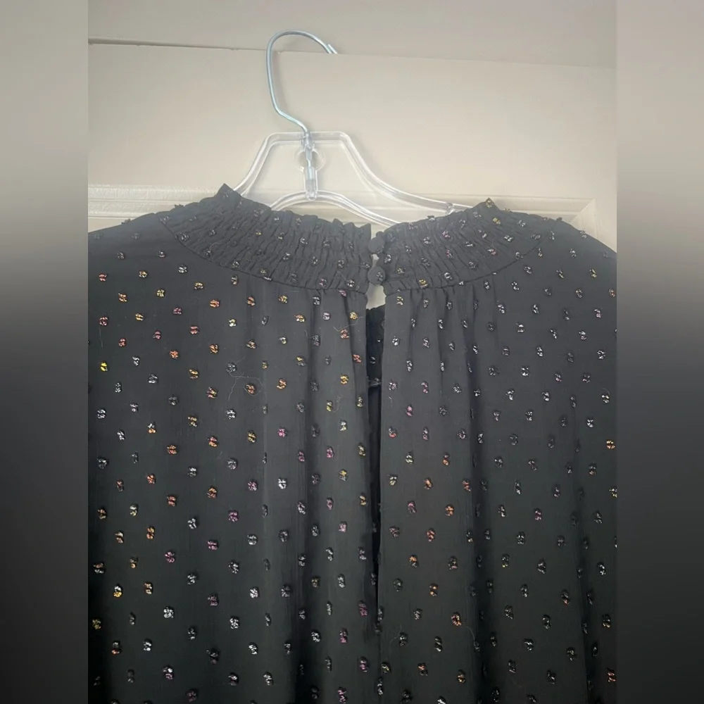 Torrid Mini Clip Dot Blouson Long Sleeve Dress - Picture 9 of 12